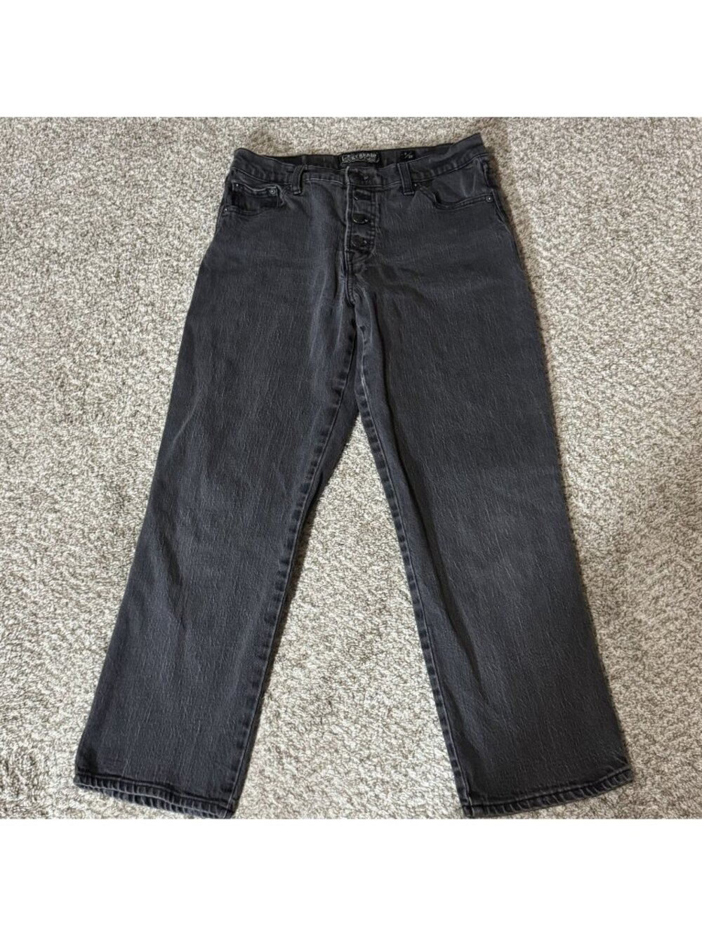 Lucky Brand Jeans Women's Size 8/29 Authentic Straight Crop Washed Black Button